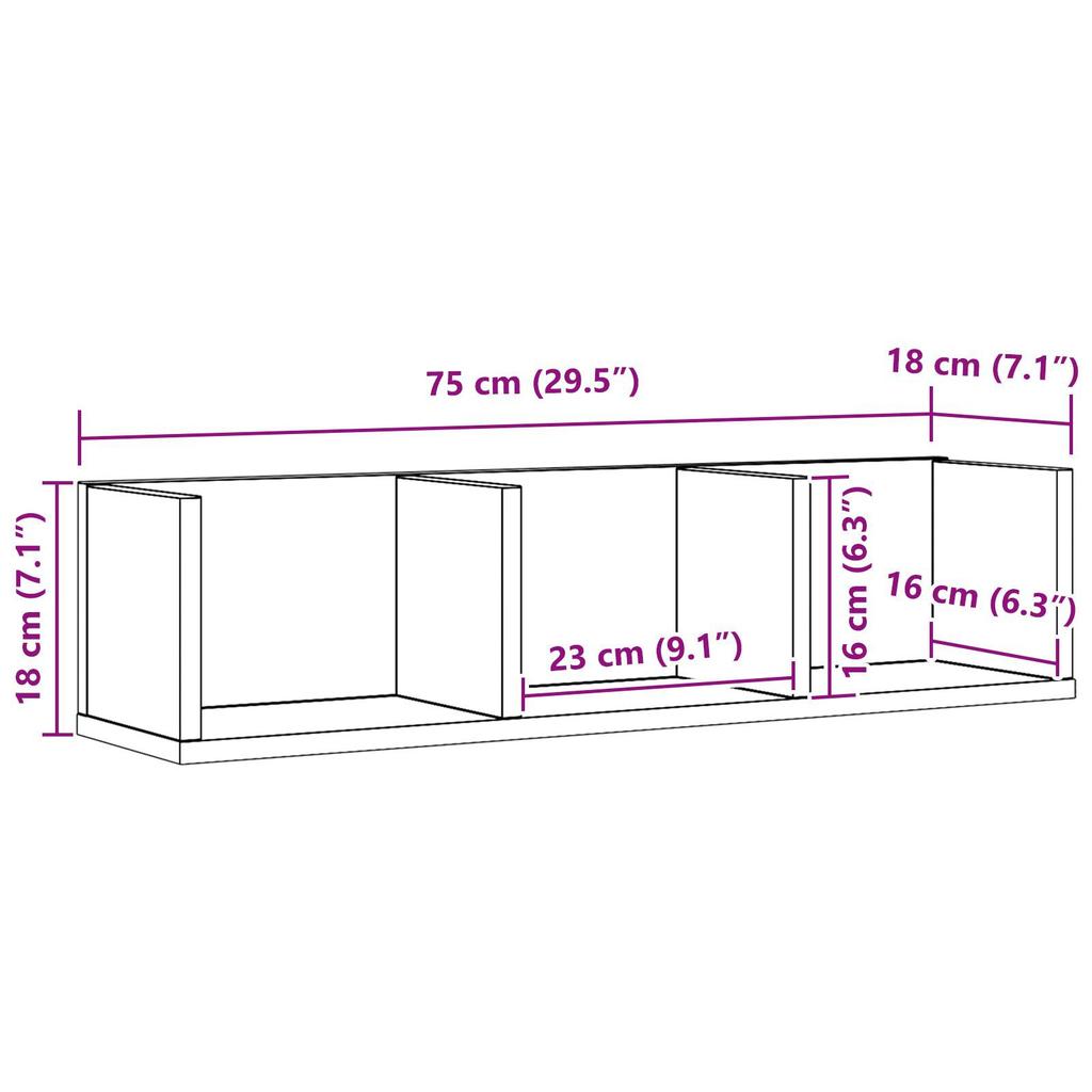 CD Ledge Made of Black Oak, Multifunctional Storage for Decorations and Vases, Ledge for Entrance, Living Room and Bathroom