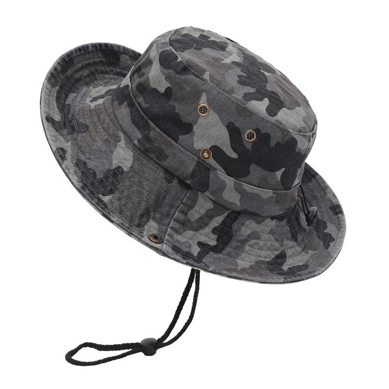Men s and women s camouflage sun hat - outdoor bucket hat - sun protection - camping drawstring - hiking & fishing