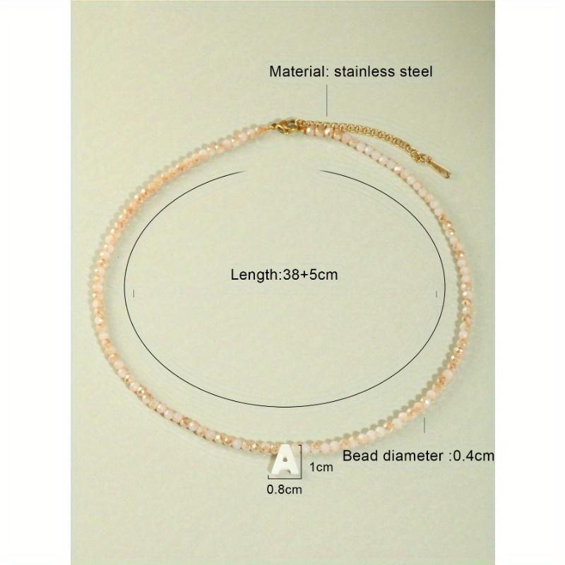1pc European And American Style Shell Letter Pendant Collarbone Necklace With Crystal Beaded Chain, Super Shiny