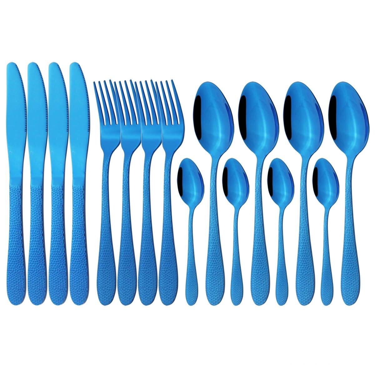 

16 шт., набор посуды из нержавеющей стали, красочный набор столовых приборов, ножи, вилка, чайная ложка, набор посуды, кухонные столовые приборы, набор столового серебра