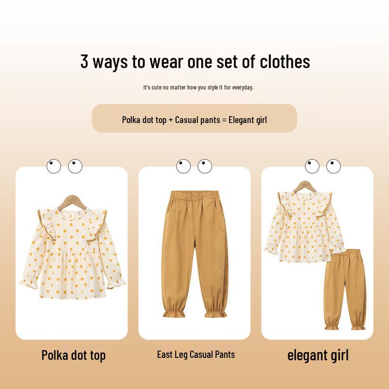 Girls' Polka Dot Ruffle Top & Harem Pants Set