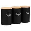 3Pcs Coffee Bean Storage With Bamboo Lid Style Metal Coffee Tea Sugar Container Tea Can Kitchen Storage Jar Kitchen Supplies New