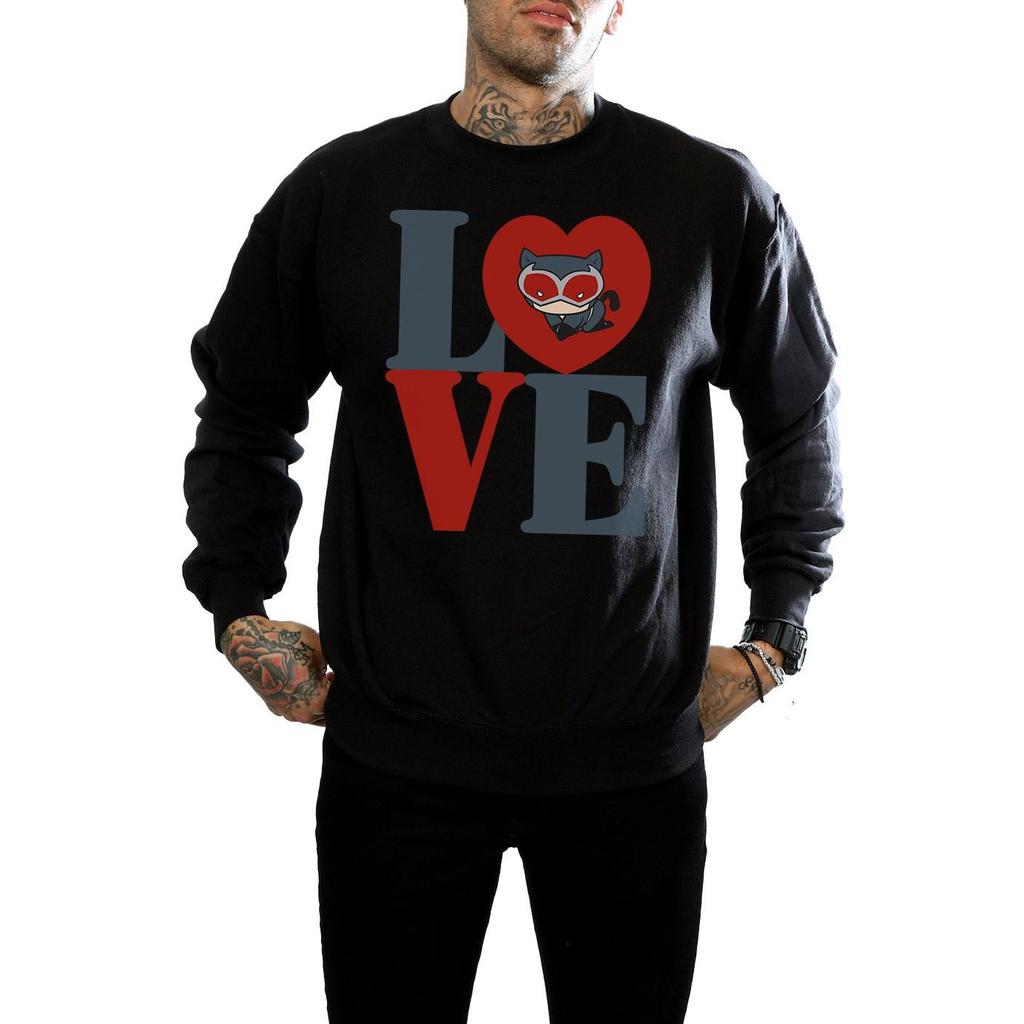 DC Comics Mens Chibi Catwoman Love Sweatshirt