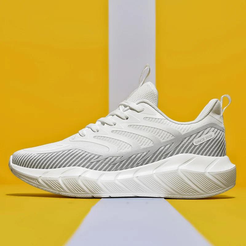 

2025 Новые мужские дышащие легкие кроссовки, модные кроссовки для бега и ходьбы, удобная повседневная спортивная обувь, для ежедневной носки 45 белый