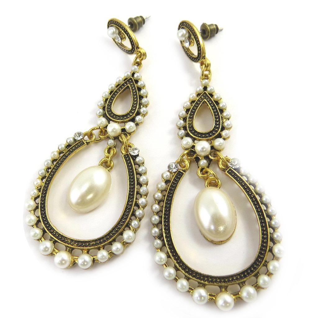 Les Trésors De Lily [M8063] - Designer Earrings 'Sissi' Golden Beige