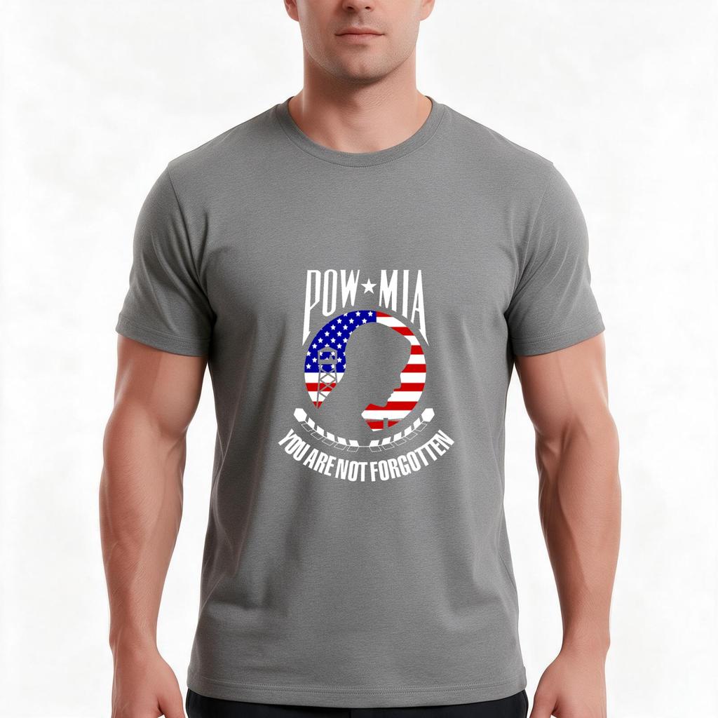 Pow Mia Shirt American Flag You Are Not Forgotten Tshirt Summer Casual Cotton Tee Oversized Streetwear Tops Unisex Unisex Unisex