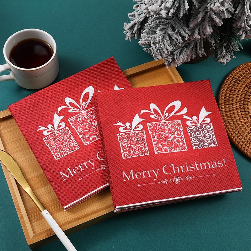 20Pcs/pack Christmas Series Printed Paper Disposable Table Dinner Napkin Tissues Xmas Party Decoration