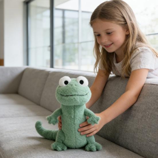 Realistic Lizard Plush Toy Soft Cuddly Stuffed Animal with Big White Eyes & Friendly Expression Cute Desk Decor Gift for Kids Collectors