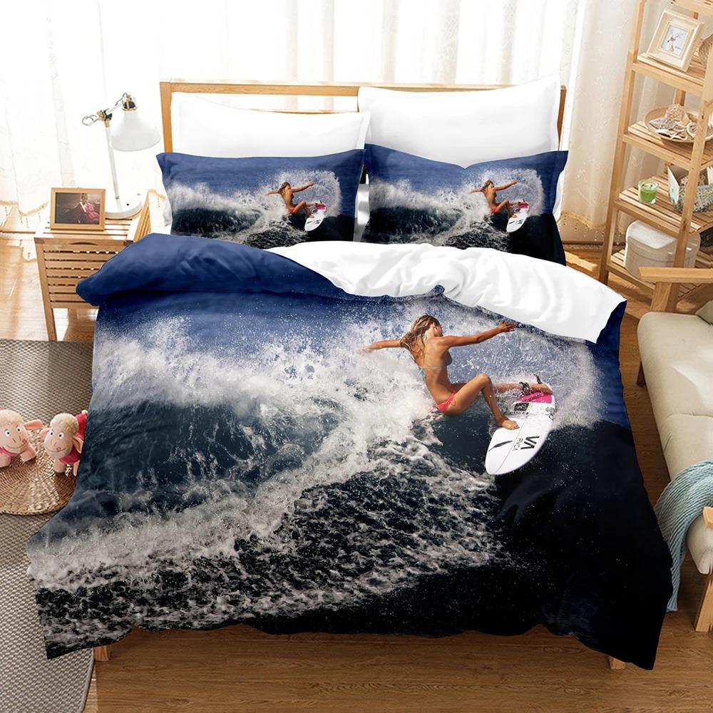 3D Surf On The Sea Bedding Sets Duvet Cover Set With Pillowcase Twin Full Queen King Bedclothes Duvet Cover
