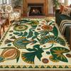 Vintage American Tropical Style Carpet Plant Flower Pattern Floor Area Rug Boho Soft Non-Slip Decor Mat for Living Room Bedroom