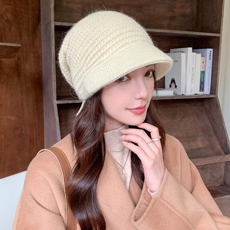 Knitted Hat Women's Winter Wool Hat Autumn and Winter Versatile Winter Warm Knitted Hat Women