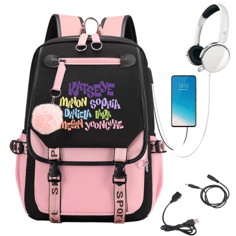 Colorful Letter Backpack with USB Charging