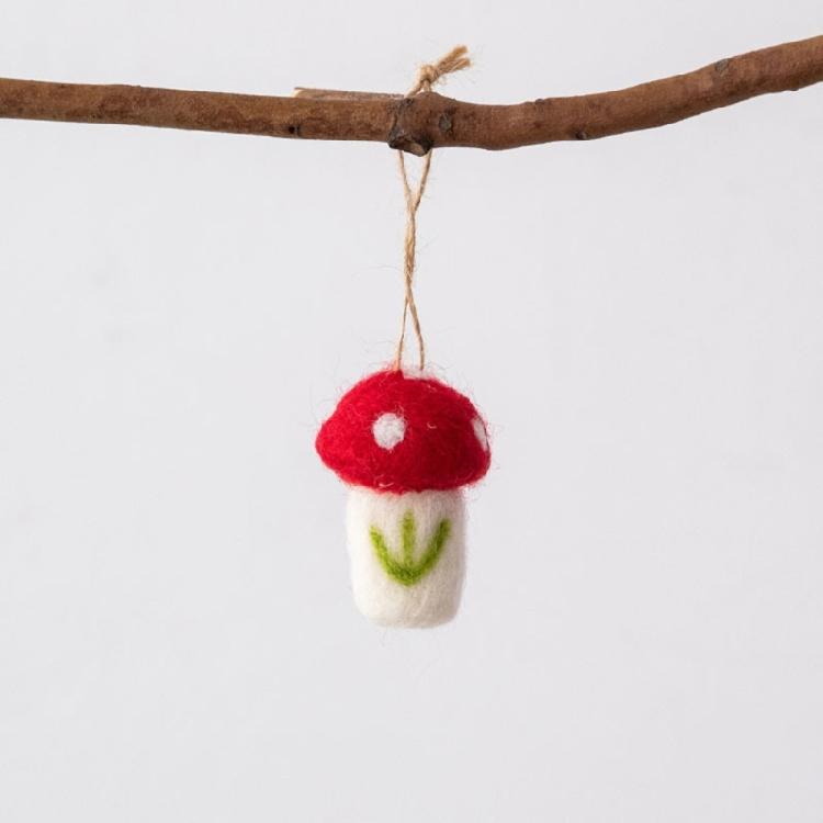 Christmas Wool Felt Mushroom Ornament Great for Holiday and Wedding Decor