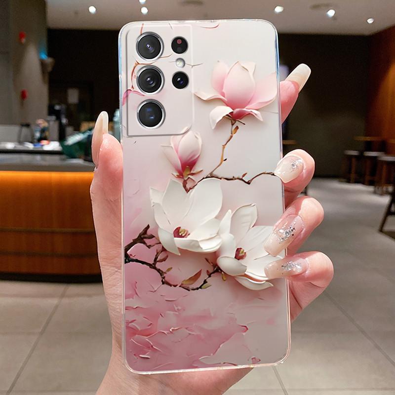 For Samsung S21 Ultra Case Clear Casing Fashion Butterfly Flower Soft TPU Silicone Cover For Samsung Galaxy S20 Ultra Phone Case