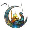 Colorful Glass Suncatcher 2D Acrylic Star Moon Lantern Suncatcher, Crescent Window Hanging Ornament Decoration for Home, Patio, Garden, Ramadan Decor,