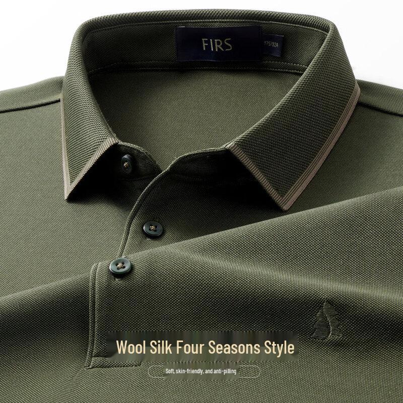 

Мужская рубашка-поло с длинным рукавом из смесовой шерсти и шелка 3XL