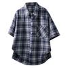 Men's Summer Half-sleeved Shirts, Men's Lapel Shirts, Loose Shirts, Short-sleeved Shirts, Loose Plaid Shirts