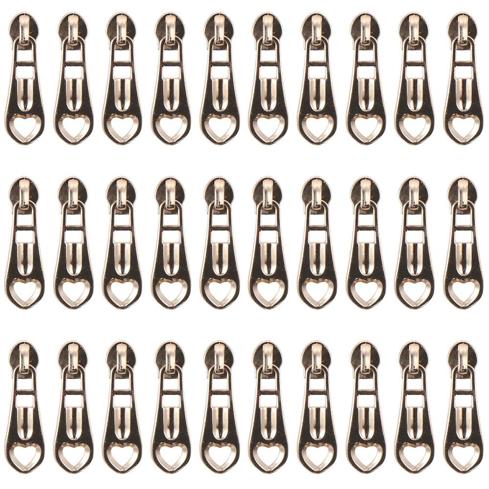 

30Pcs Gold #5 Metal Heart Shape Zipper Pull 1.65inch Long Zipper Pull Heads Replacement Clothing Zipper Sliders Tag антична латунь кольору