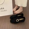 Heel Height 2cm~ Retro British Lazy One-pedal Suede Loafers Versatile Commuting Not Tired Feet Flat Single Shoes Women