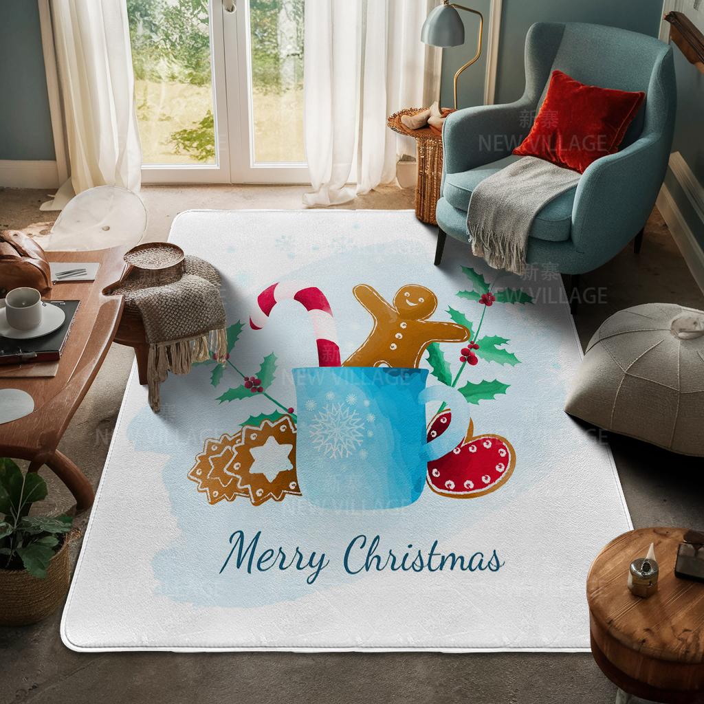 House Entrance Carpet Home Door Mat Living Room Bath Foot Bathroom Non-slip Water Absorption Rugs Bath Merry Christmas Winter