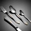 Palace Embossed 304 Stainless Steel Cutlery Set Gold Plated Wedding Table Decoration Forks and Spoons Knifves Luxury Dinnerware