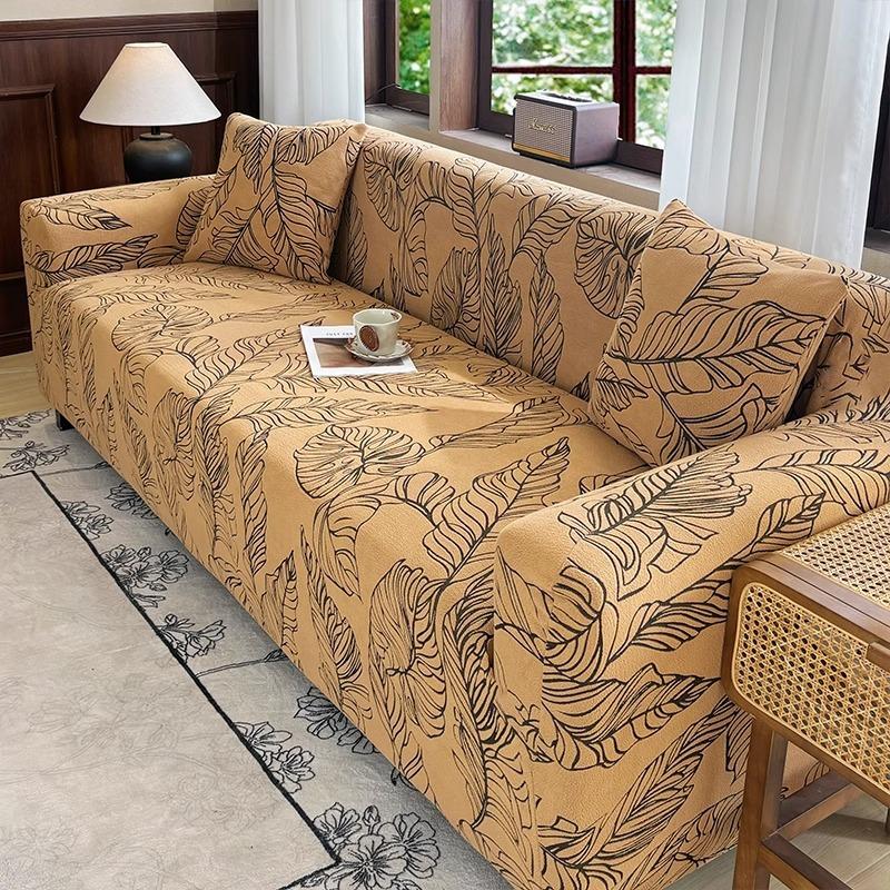 Mid Century Style New Four Season Universal Elastic Sofa Cover All Inclusive One Line Anti Cat Scratch Straight Sofa Upholstery