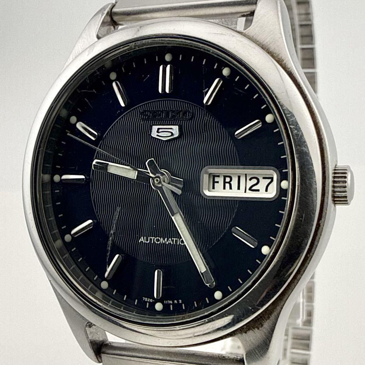 SEIKO 7S26-0080 Seiko 5 Day Date Men s Black Dial Watch Mechanical (Automatic) Working Item [E48]