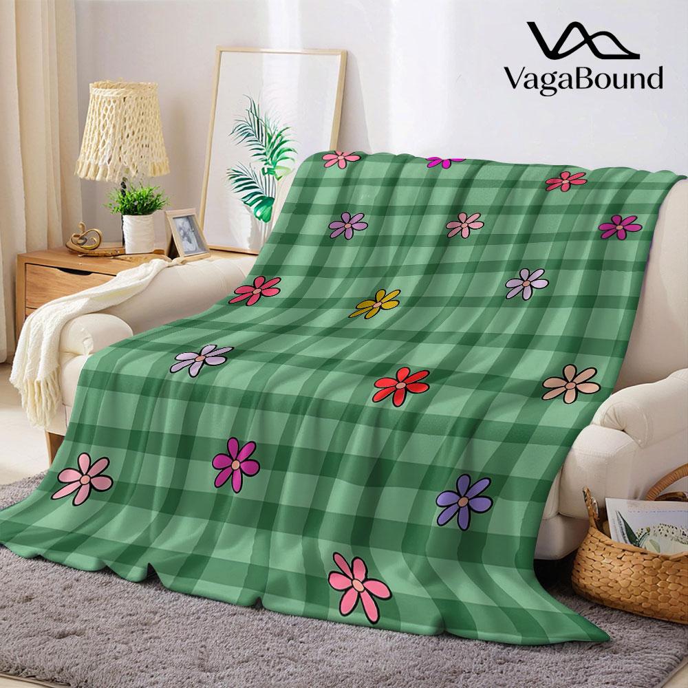 Plaid Floral Flannel Blanket Warm Soft Halloween Christmas Couch Warm Cozy Decorative Decor Gift for All Season