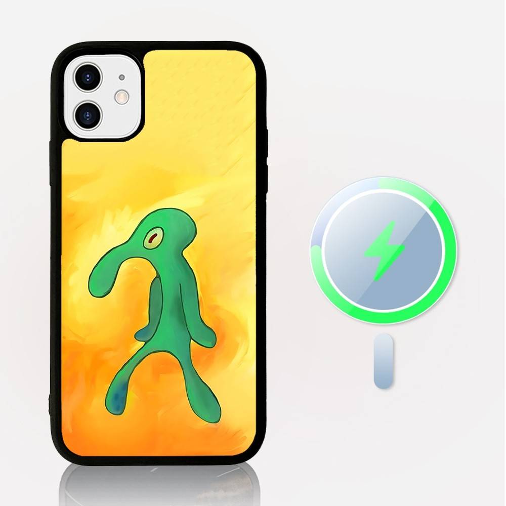S-Spongebob Fun Cartoon Phone Case Magnetic Case For IPhone 16 14 13 12 11 15 Pro Max Plus For Magsafe Wireless Charge Cover