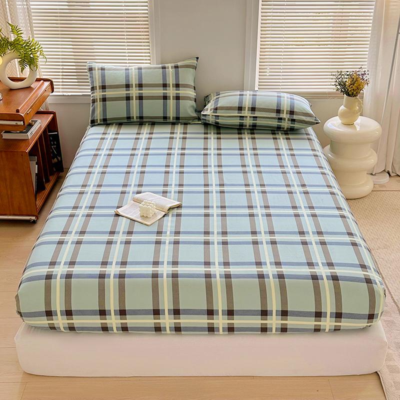 

Простыня на резинке в простом стиле с клетчатым принтом, простыня для односпальной/двуспальной кровати, покрывало из нескользящего постельного белья, кувер (Наволочка Нужен заказ) 90x200x30cm 1pc