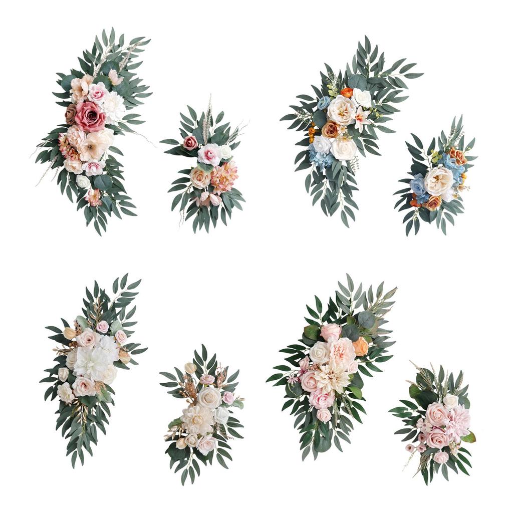 2x Artificial Floral Swag Farmhouse Wedding Arch Flowers Welcome Sign Decoration for Party Wall Reception Holiday Ceremony