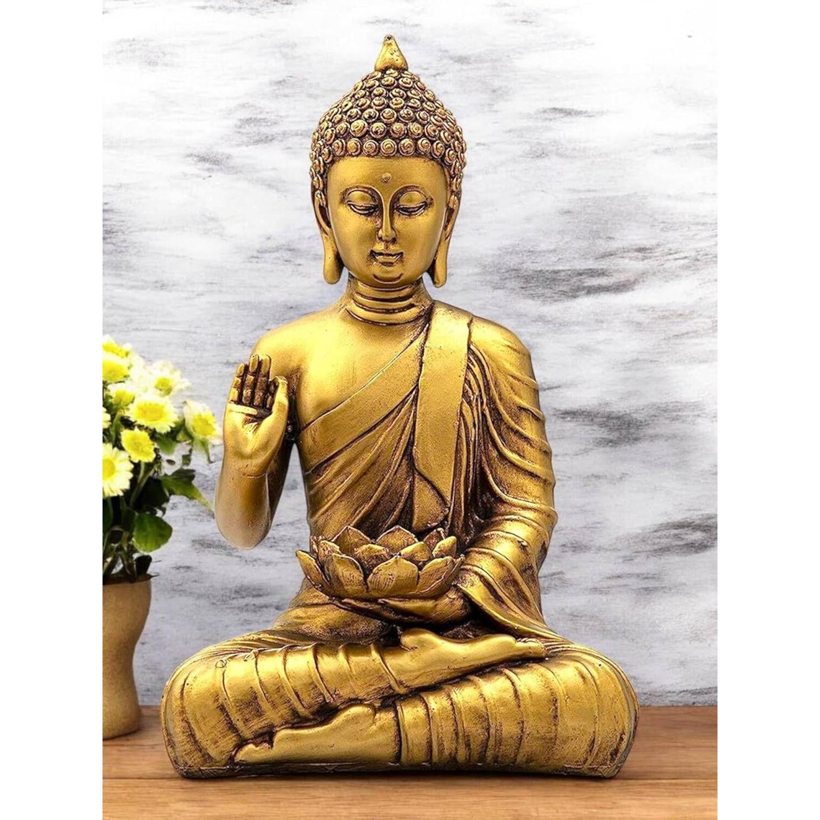 

Медитирующий сидящий Будда статуэтка идол домашний декор гостиная подарки декоративная статуэтка - 27 см (Смола, Золото)