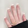 24Pcs Pink Sweet Short Fake Nails Pure White French Acrylic Press On False Nails Removable Nail Art Tips