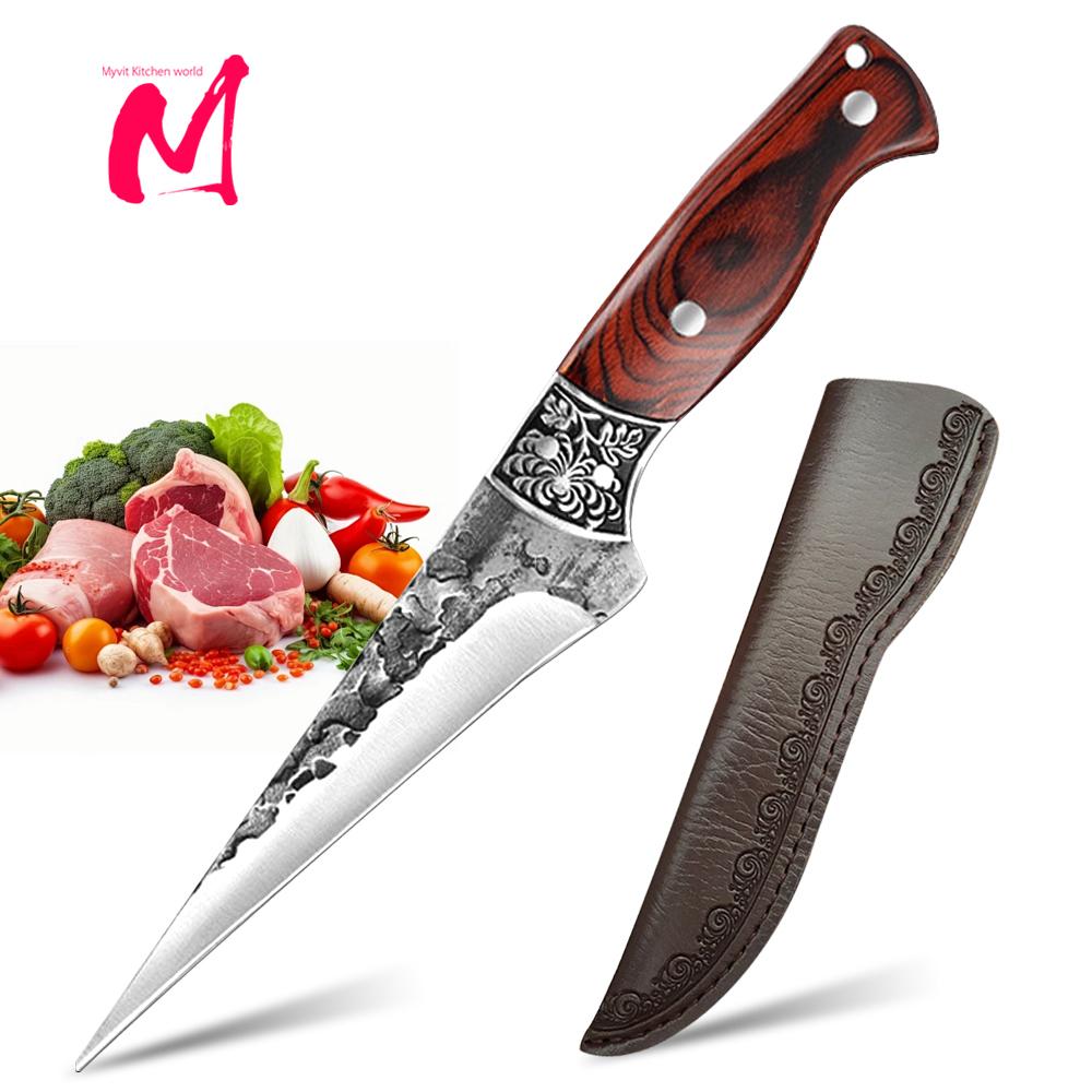 Kitchen Knives Butcher Boning Knife Hand Forged Wooden Handle Utility Knife Chef Slicing Fish Fruit Steak Knife Cleaver Meat