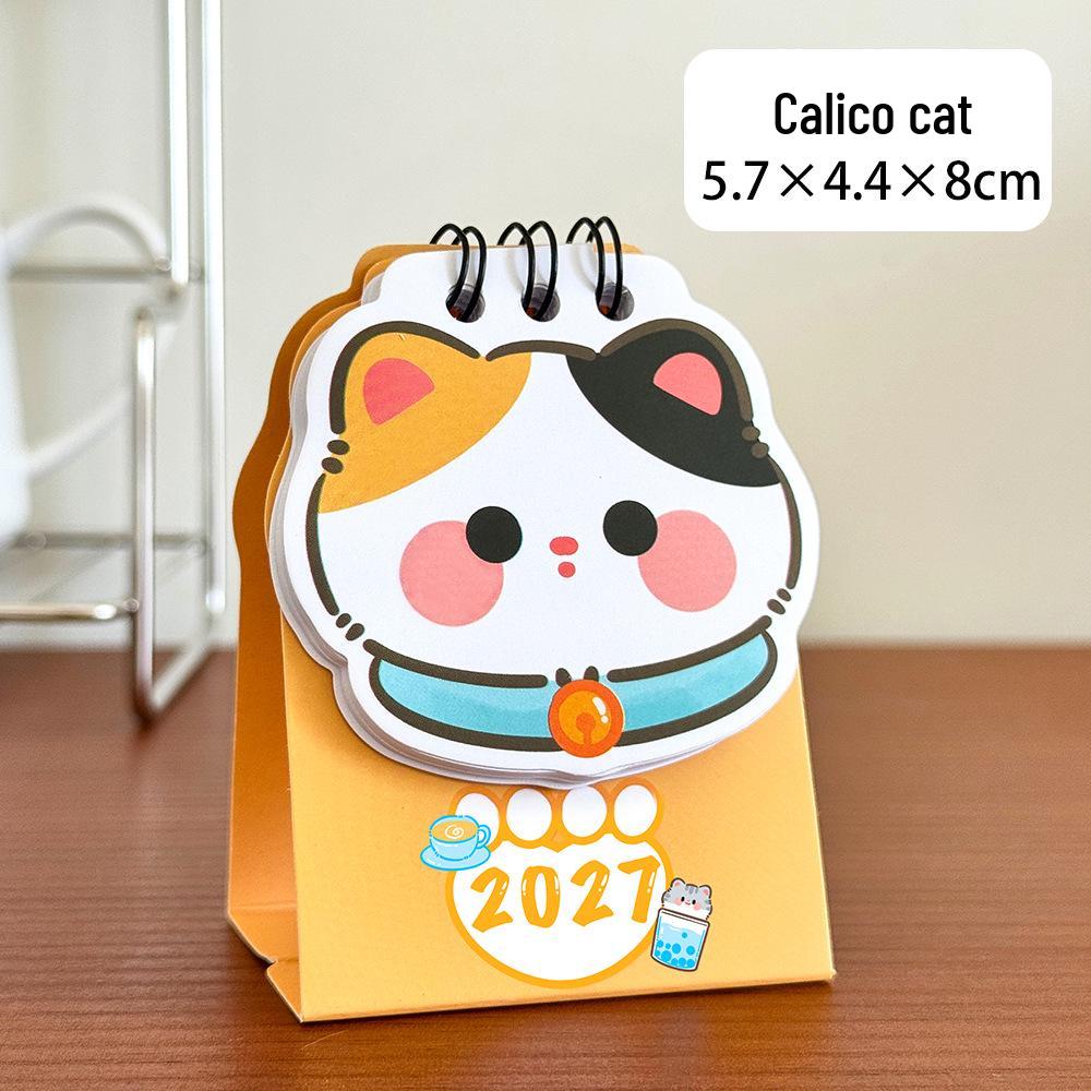 2026 Cute Cat Heart Desk Calendar with Check-in Record Ornament | Cartoon Bean Theme | High-Value Self-Discipline Small Calendar