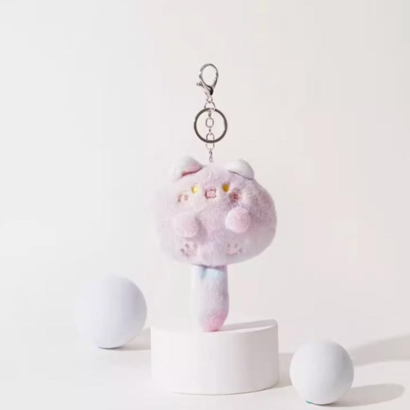 Lightweight Squeaking Cat Pendant Portable Animal Keychain Stuffed Doll Charm Keyring Gift for Students and Adults