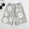 Sommer Herren Shorts Blumenmuster Kordelzug Elastischer Bund Locker Taschen Falten Urlaub Strand Sport Lässig Hauskleidung Kurze Hosen weniger