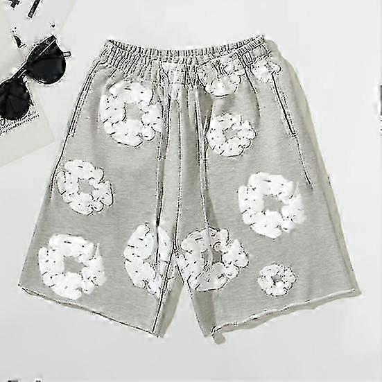 Sommer Herren Shorts Blumenmuster Kordelzug Elastischer Bund Locker Taschen Falten Urlaub Strand Sport Lässig Hauskleidung Kurze Hosen weniger