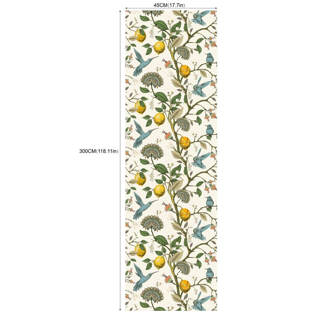 Removable Seamless Self-Adhesive Wallpaper for Living Room Background (Green Plants and Flowers)