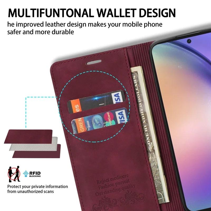 Wallet Skin Friendly Flip Leather Case For Samsung Galaxy S26 Ultra S25 Edge S24 Plus S23 FE A15 A16 A17 A26 A35 A36 A54 A55 A56