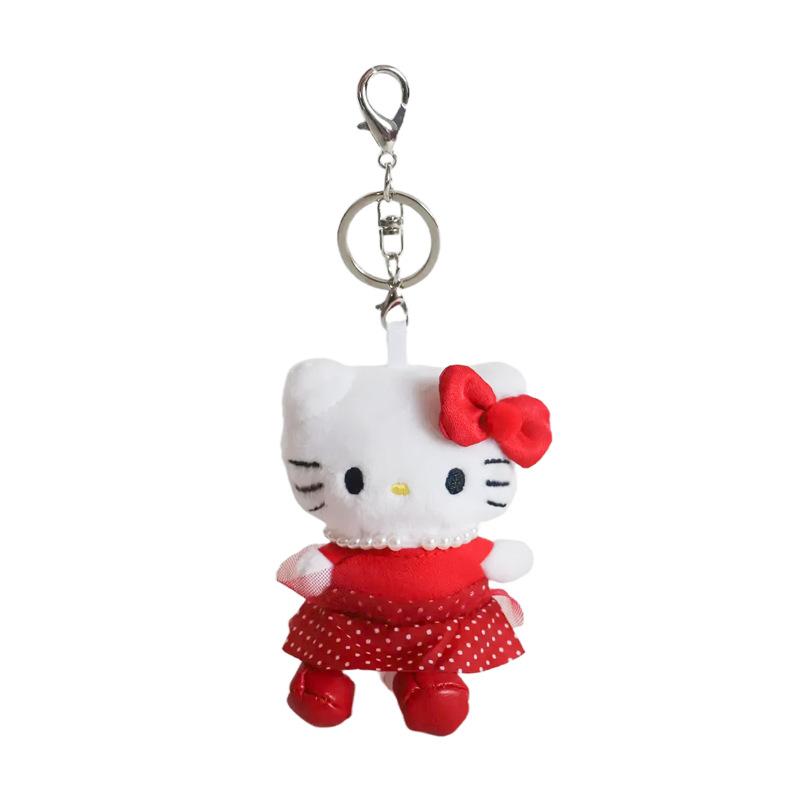 

Милая аниме-плюшевая кукла Hello Kitty от Sanrio, игрушка, юбка в горошек, брелок для ключей Kt Cat, подвеска для рюкзака, девчачий шарм для сумки в виде сердца, подарок