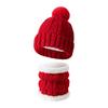3Pcs/Set Winter Knitted Scarf Gloves Set Pom Pom Ball Fleece Lining Brimless Hat Touchscreen Gloves Neck Warmer Set
