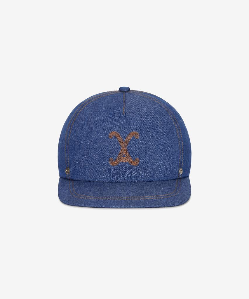 Bajal Va Curved Denim Stitch Detail 5-Panel Ball Cap Light Indigo