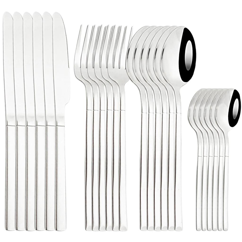 24Pcs Gold Dinnerware Stainless Steel Cutlery Set Knife Fork Tea Spoon Dinner Flatware Set Kitchen Silverware Tableware