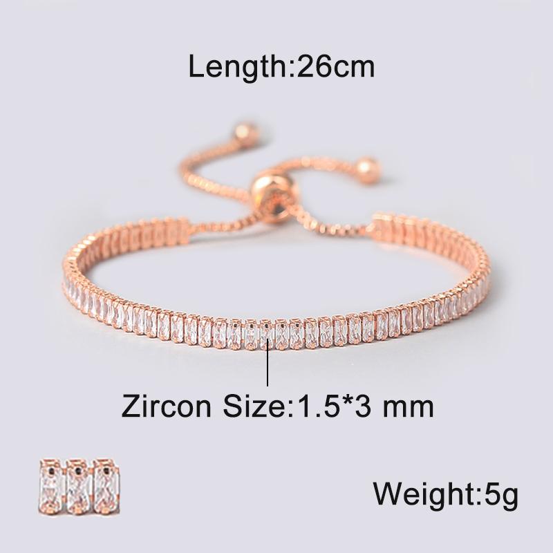 Oval Crystal Tennis Bracelets for Women Korean Fashion Gold Color Adjustable Zircon Chain on Hand Bangle Jewelry Friend Gift 207