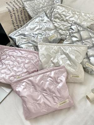 Korean-Style Quilted Heart Handbag: Multi-functional Makeup, Skincare & Coin Purse