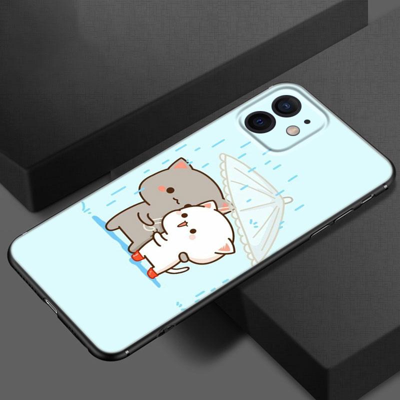 Funny Cartoon Cat Phone Case For Apple iPhone 13 12 Mini 11 Pro XS Max X XR 8 7 6S 6 Plus SE 2020 5S 5 Soft TPU Black Cover
