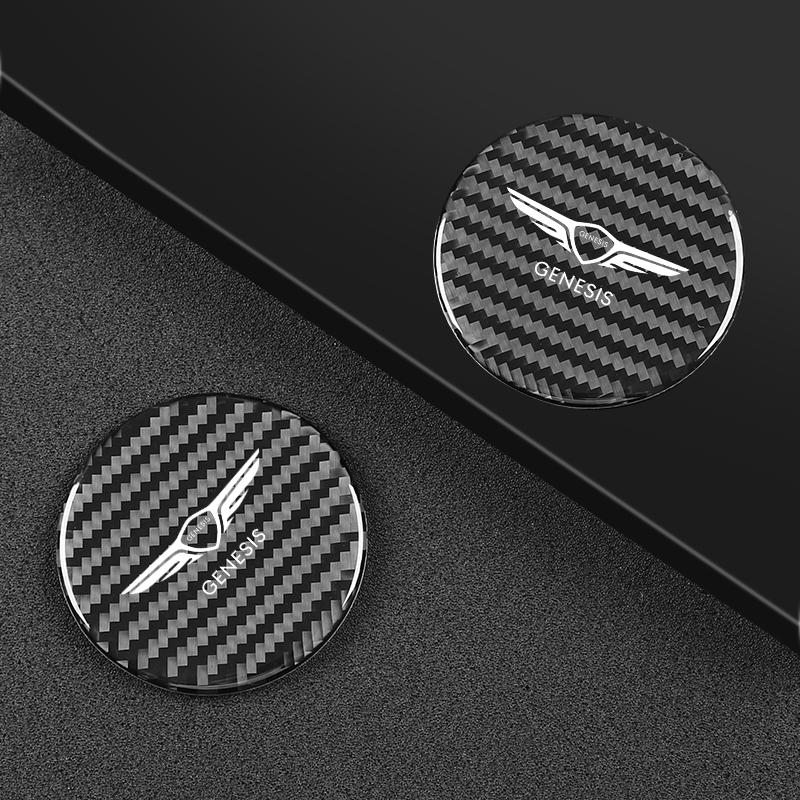2Pcs Auto Carbon Faser Muster Coaster Nicht Slip Wasser Tasse Matte Anti-Schmutz für Hyundai Genesis g90 g70 g80 gv70 gv80