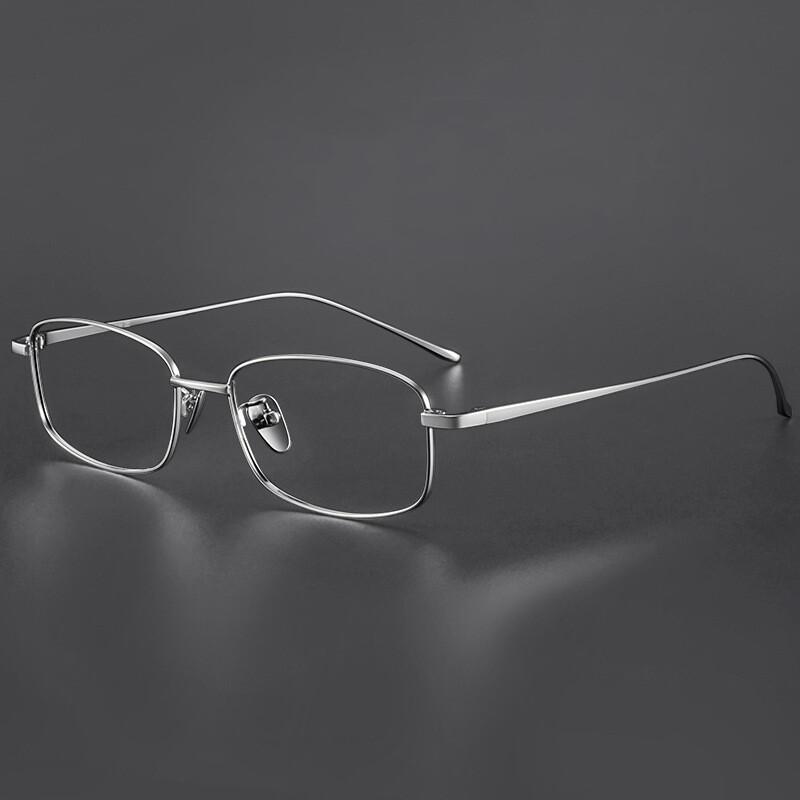

Ultralight Titanium Reading Glasses Square Small Frame Simple Design Anti Blue Light Presbyopia Eyewear Prescription Customize only Frames 0 серебряный