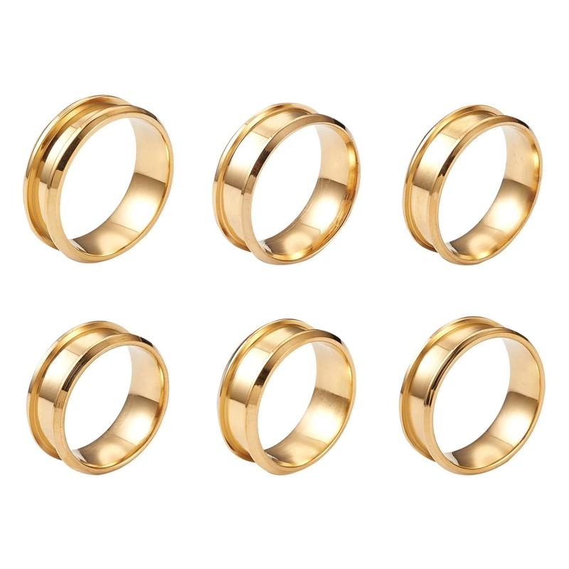 6 Stück 8mm Edelstahl Rilliger Fingerring Kern Rohling für Einlege-Ring Schmuckherstellung Polierter Komfort Rilliger Ring